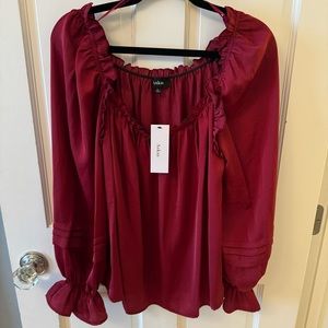VICI - off the shoulder maroon blouse - Size L NWT
